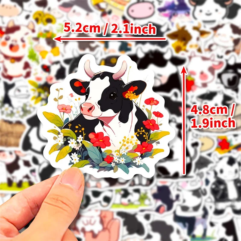 10/30/50PCS Cute Cow Stickers