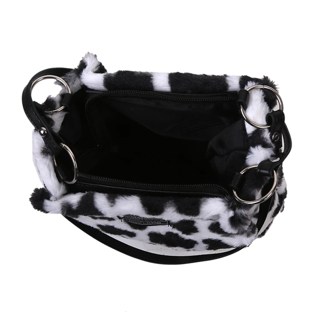 Furry Cow Print Handbag