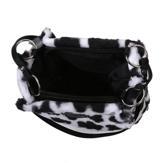 Furry Cow Print Handbag