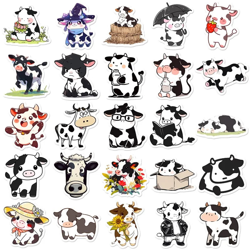 10/30/50PCS Cute Cow Stickers