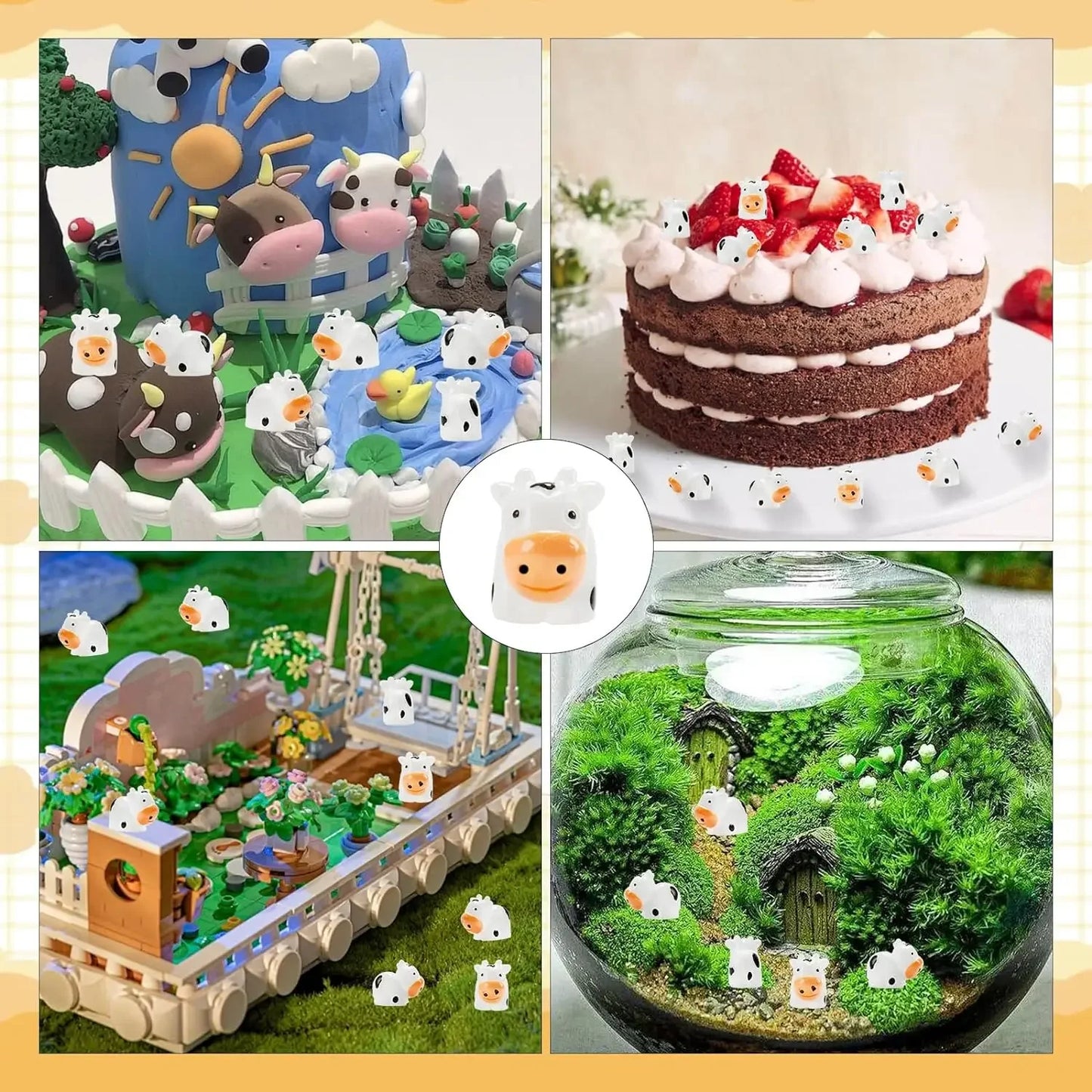 10/20 Pcs Mini Cow Figurines Mini Resin Cow Miniature Animals Figurines Fairy Garden Miniature Moss Landscape DIY Crafts