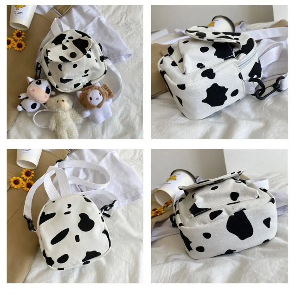 Cow Print Small Square Canvas Crossbody Bag