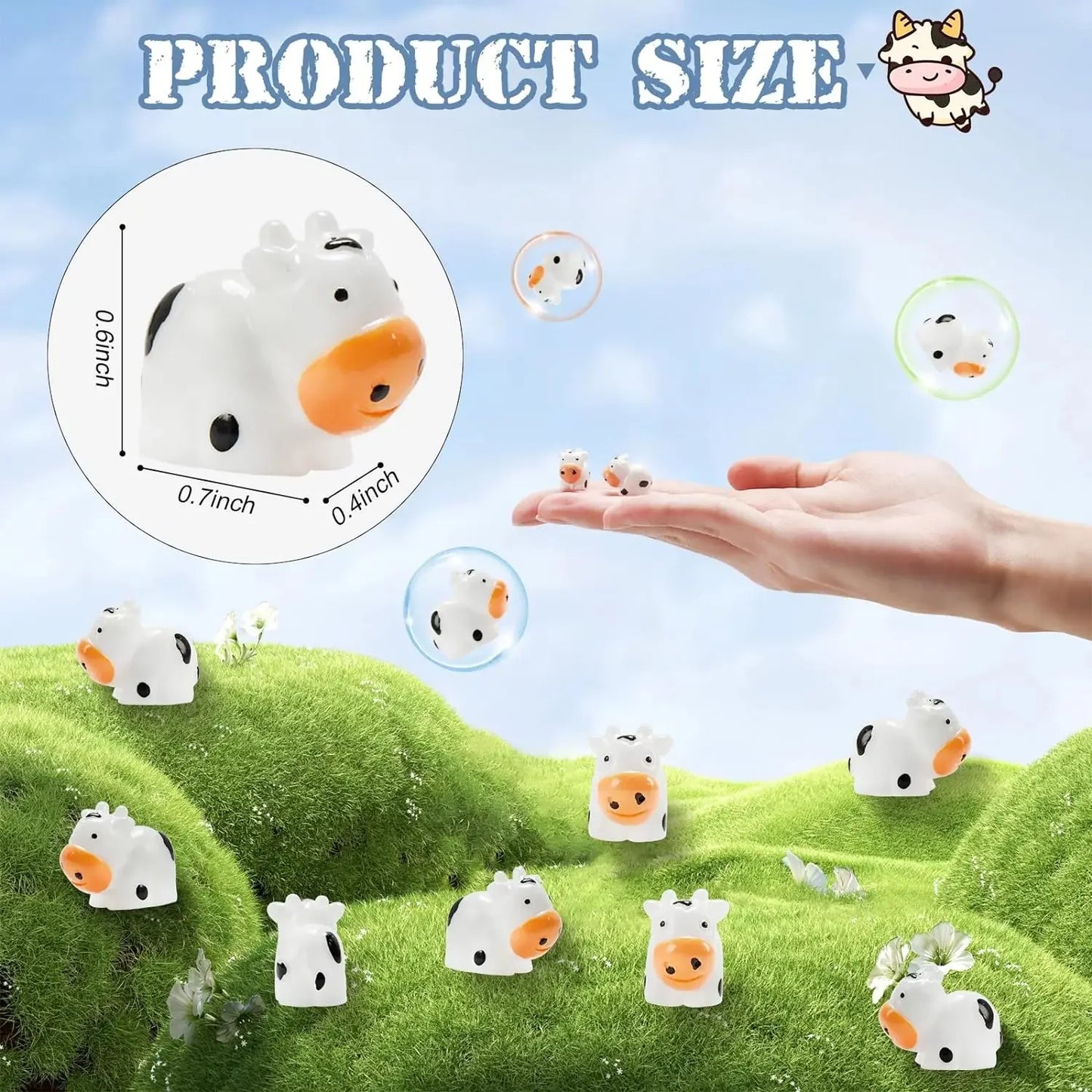 10/20 Pcs Mini Cow Figurines Mini Resin Cow Miniature Animals Figurines Fairy Garden Miniature Moss Landscape DIY Crafts