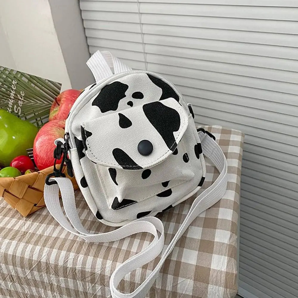 Cow Print Small Square Canvas Crossbody Bag