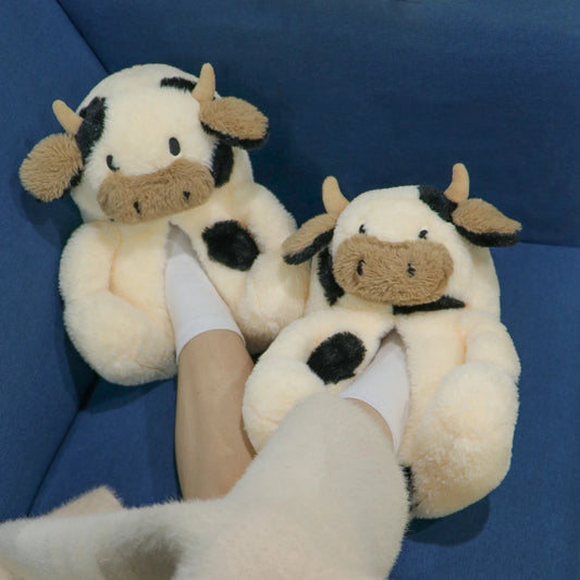 Kawaii Cow Plush Slipper