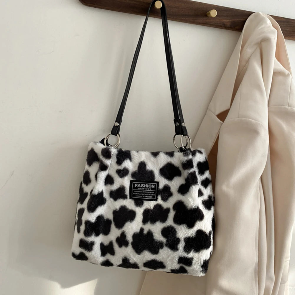 Furry Cow Print Handbag