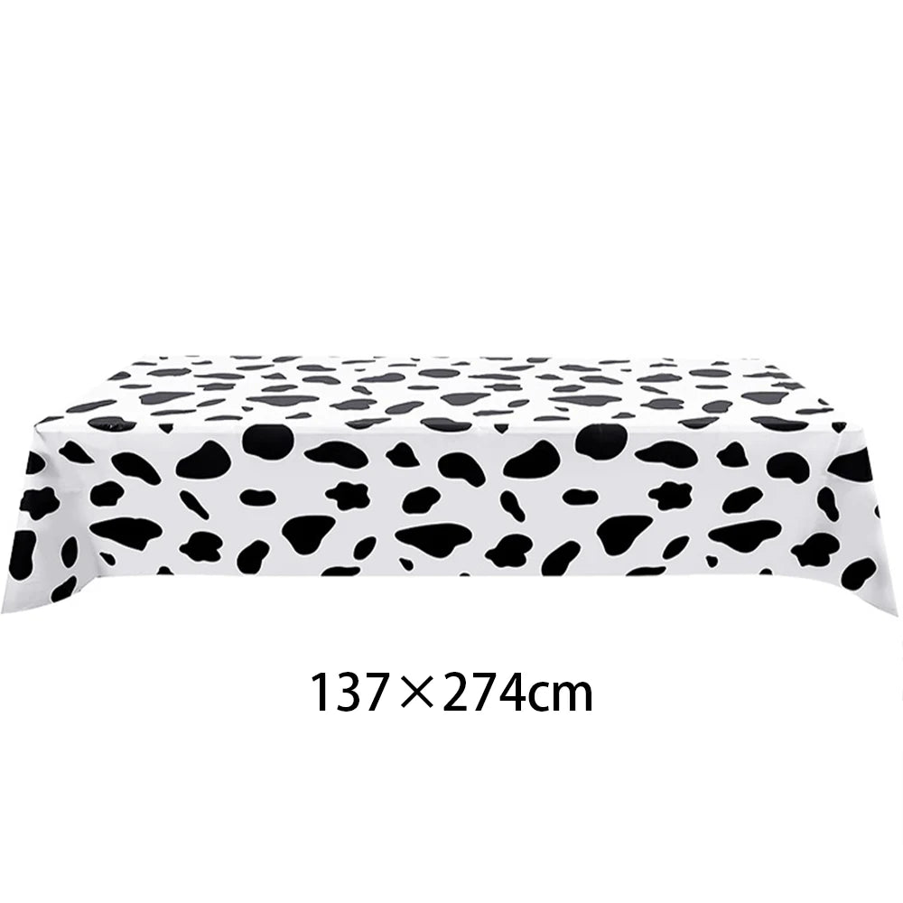 Cow Print Party Supplies Tableware Plates Cups Napkins Tablecloth for Farm Animal Cow Print Themed Birthday Party DIY Decoration