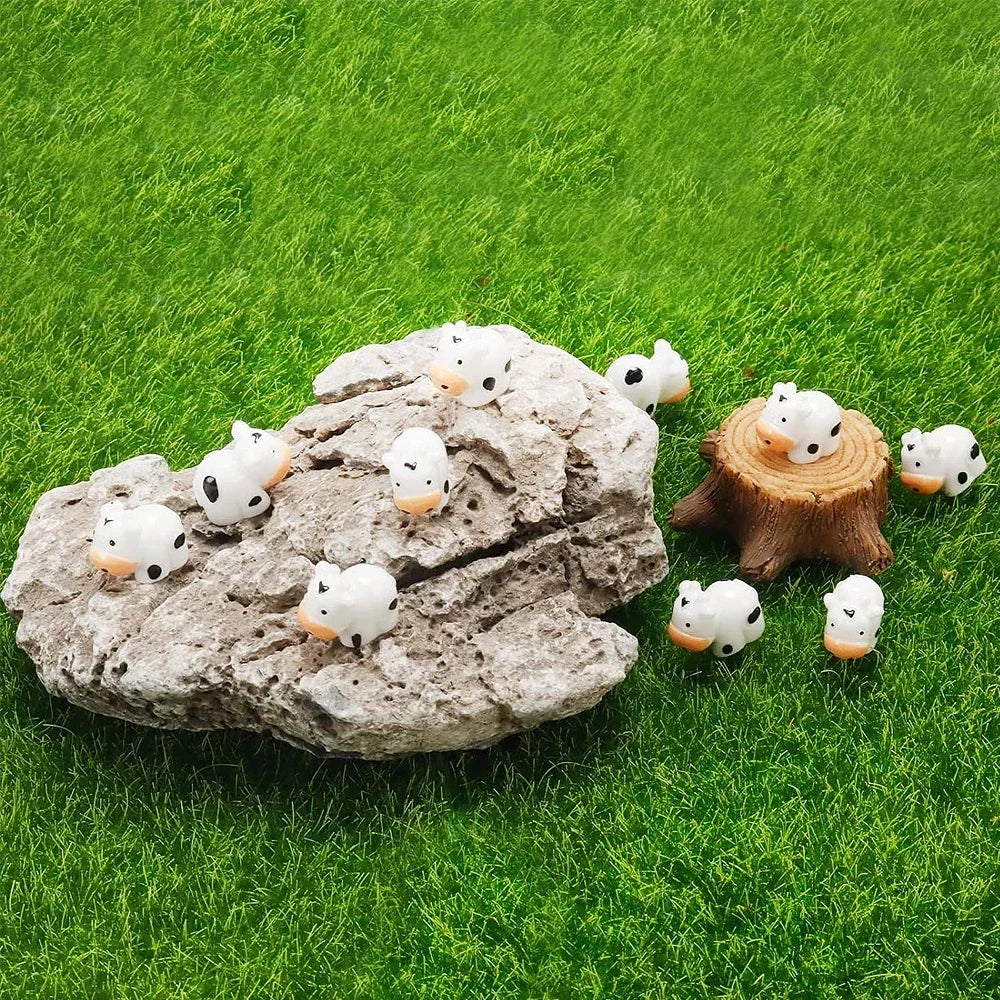 10/20 Pcs Mini Cow Figurines Mini Resin Cow Miniature Animals Figurines Fairy Garden Miniature Moss Landscape DIY Crafts