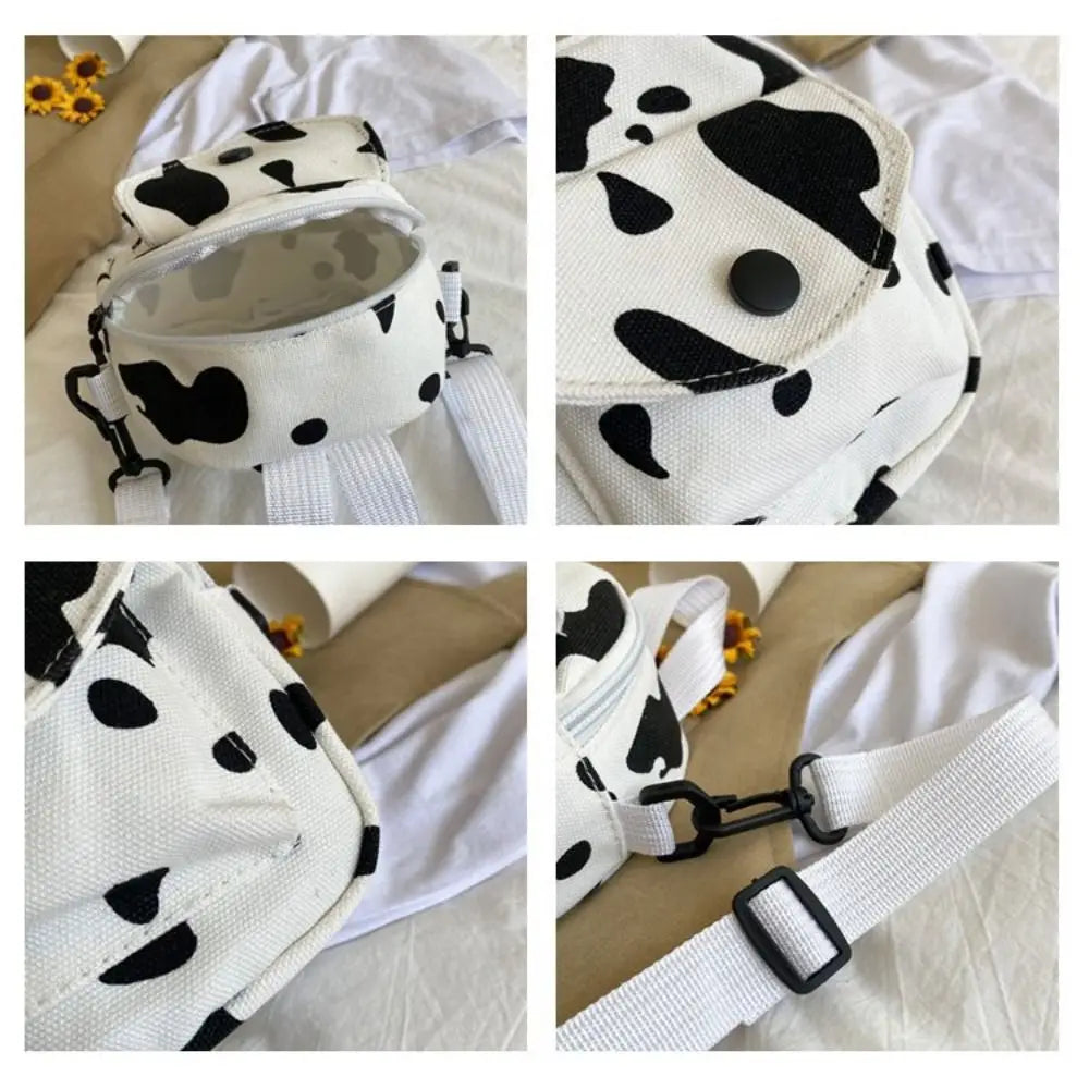 Cow Print Small Square Canvas Crossbody Bag