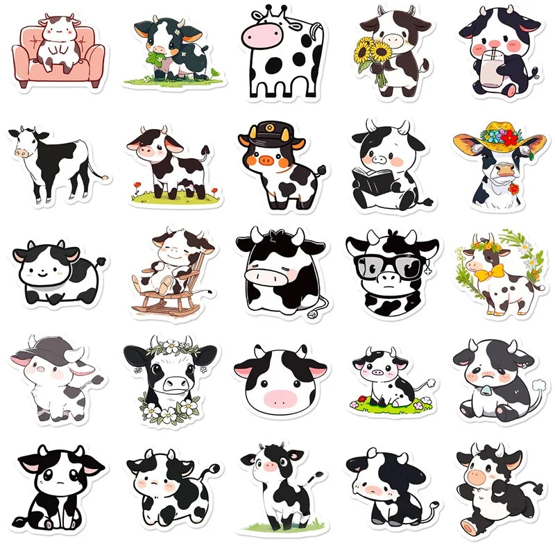 10/30/50PCS Cute Cow Stickers