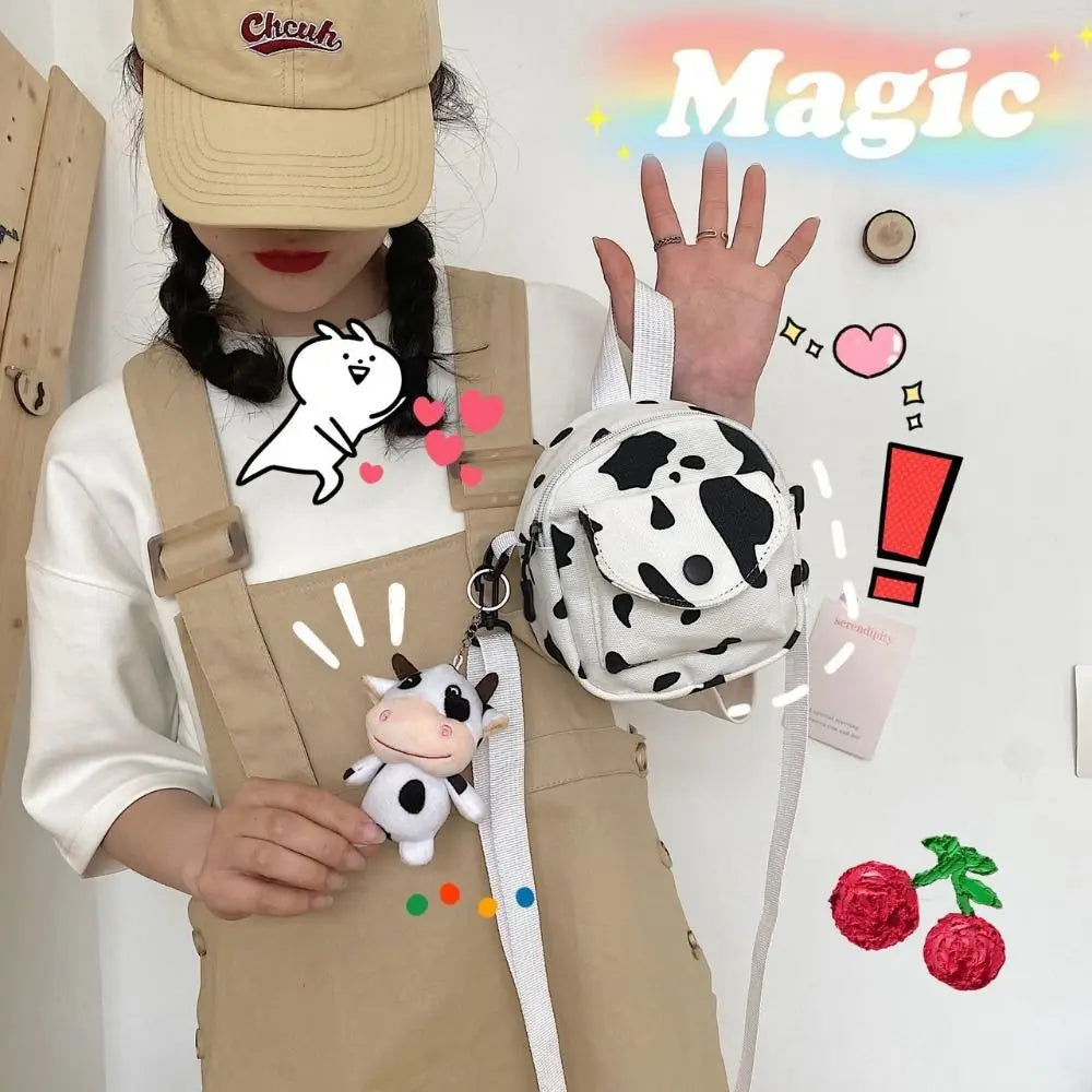 Cow Print Small Square Canvas Crossbody Bag