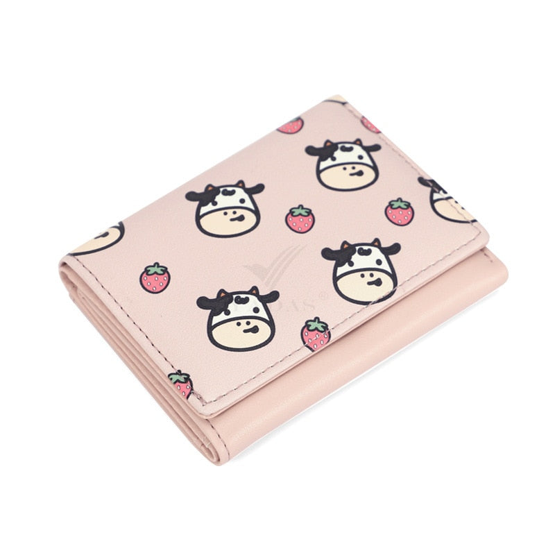 Womens Cow Print Leather Wallet